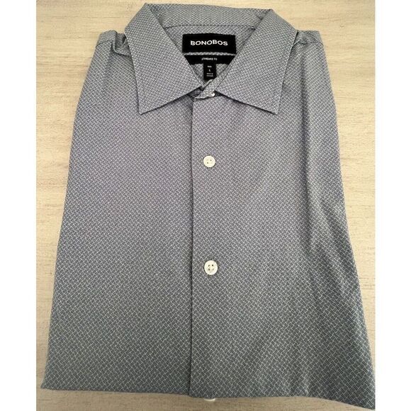Bonobos B3763 Stretch Riviera Short Slv. Shirt Blue White Men's Sz Large-Reg - Picture 1 of 7